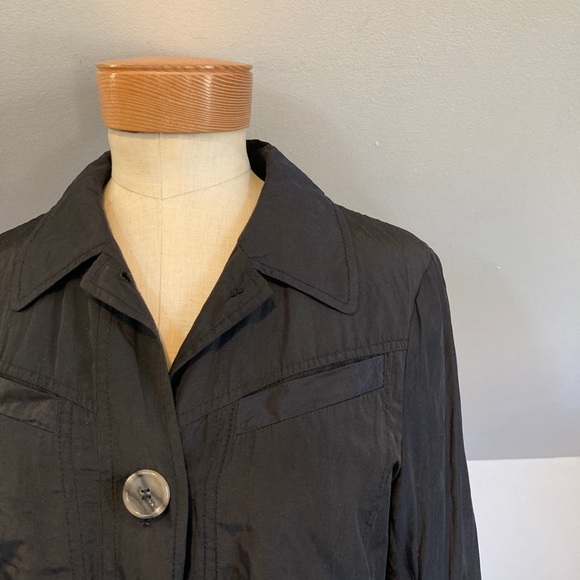 Theory Black Button Front Raincoat/Trenchcoat - Picture 5 of 12